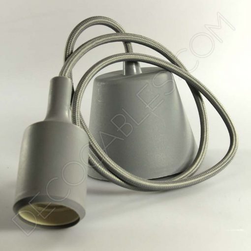 Lámparas colgantes de silicona en suspensión con cable textil a juego en color gris