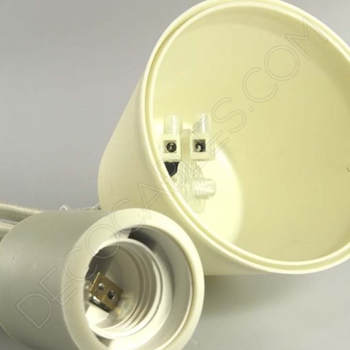 Lámparas colgantes de silicona en suspensión con cable textil a juego en color marfil