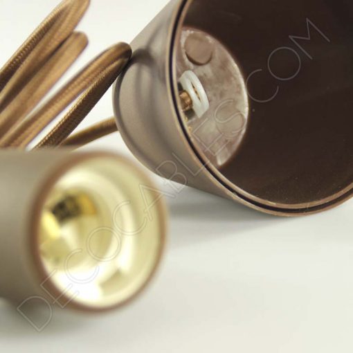 Lámparas colgantes de silicona en suspensión con cable textil a juego en color marrón