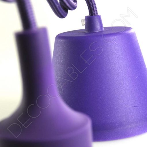 Lámparas colgantes de silicona en suspensión con cable textil a juego en color morado