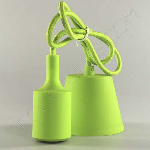 Lámparas colgantes de silicona en suspensión con cable textil a juego en color verde