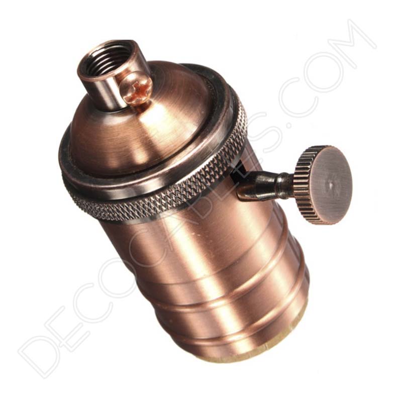 Portalámparas estilo vintage con interruptor en cobre Portalámparas estilo vintage con interruptor en cobre