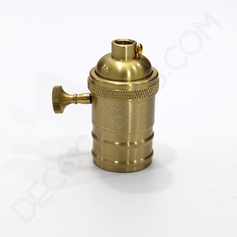 Portalámparas estilo vintage con interruptor en color dorado Portalámparas estilo vintage con interruptor en color dorado