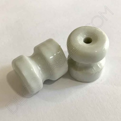 Aislador de porcelana grande para cable trenzado (blanco) 2 Aislador de porcelana grande para cable trenzado