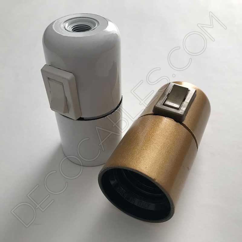 Portalámparas baquelita con interruptor blanco Portalámparas baquelita con interruptor blanco