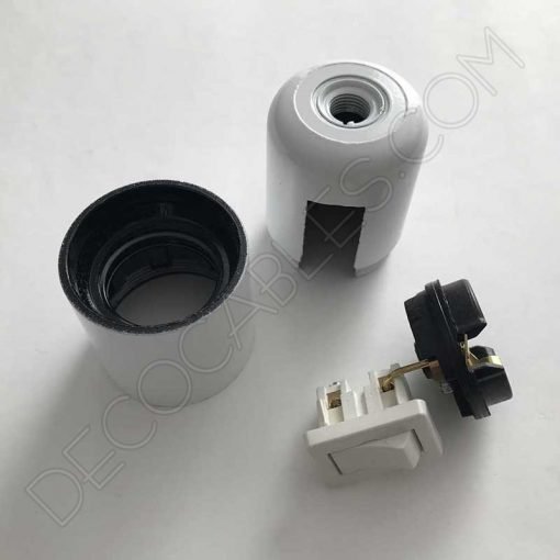 Portalámparas liso con interruptor (Varios colores) 9 Portalámparas baquelita con interruptor blanco