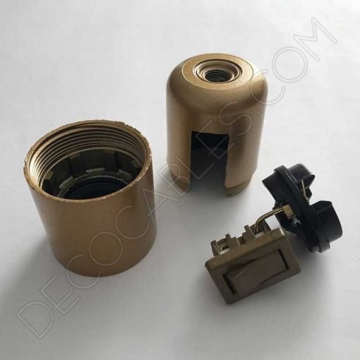 Portalámparas liso con interruptor (Varios colores) 6 Portalámparas baquelita con interruptor dorado