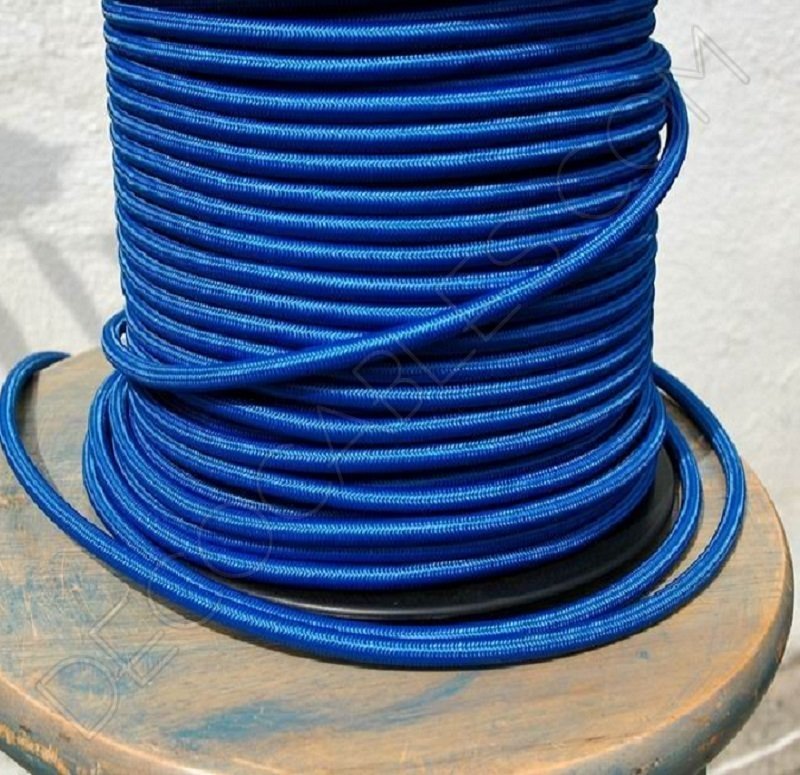 Cable eléctrico redondo de tela de color azul Cable eléctrico redondo de tela de color azul