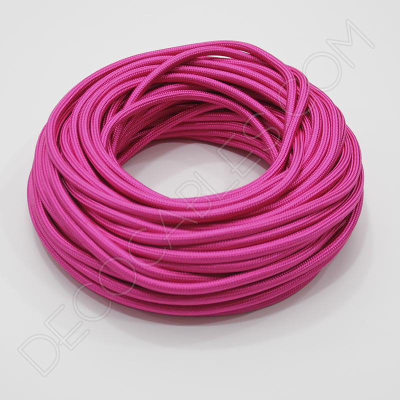 Cable eléctrico redondo de tela de color rosa fucsia Cable eléctrico redondo de tela de color rosa fucsia