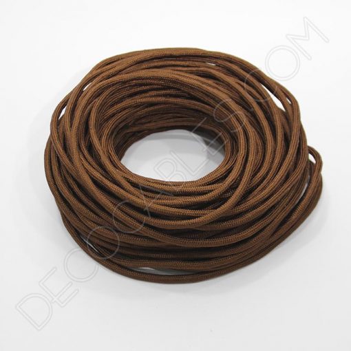 Cable eléctrico redondo de tela de color marrón