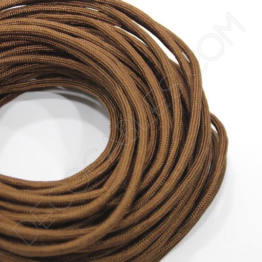 Cable eléctrico redondo de tela de color marrón