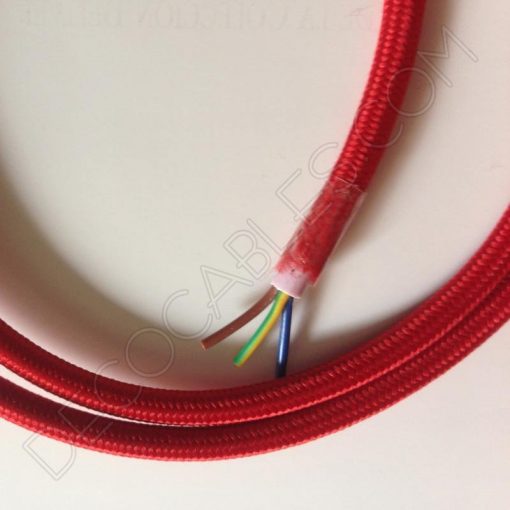 Cable textil eléctrico 3x1 (Rojo) 5 Cable eléctrico redondo de tela de color rojo de 3 hilos