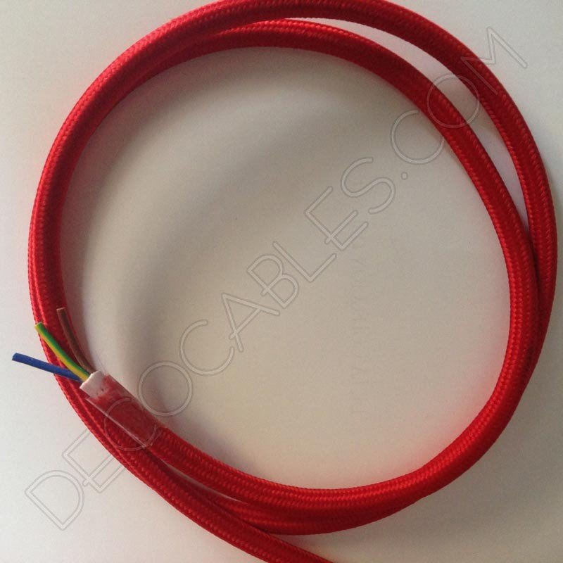Cable eléctrico redondo de tela de color rojo de 3 hilos Cable eléctrico redondo de tela de color rojo de 3 hilos