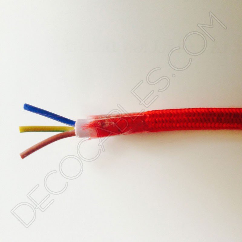 Cable eléctrico redondo de tela de color rojo de 3 hilos Cable eléctrico redondo de tela de color rojo de 3 hilos