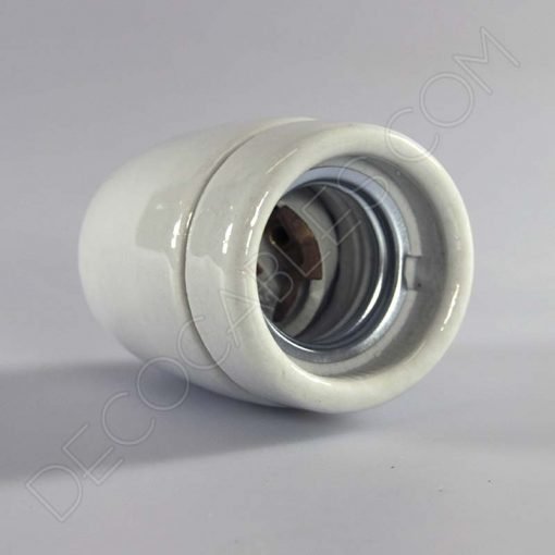 Portalámparas cerámico esmaltado (Blanco) 2 Portalámparas cerámico blanco