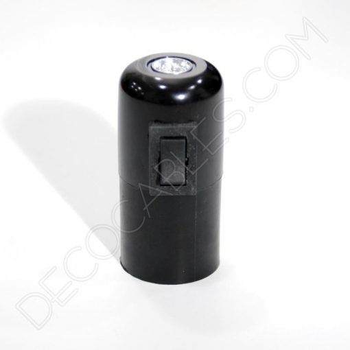 Portalámparas liso con interruptor lateral en negro