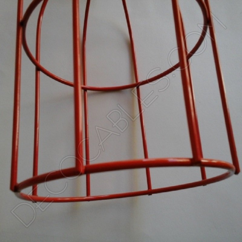 Jaula decorativa metálica para lámpara en color rojo Jaula decorativa metálica para lámpara en color rojo