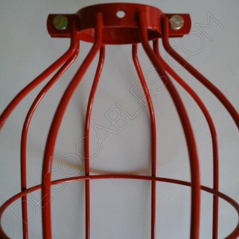 Jaula decorativa metálica para lámpara en color rojo Jaula decorativa metálica para lámpara en color rojo