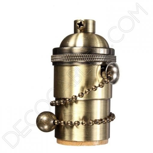 Portalámparas vintage metálico con cadena 11 Portalámparas vintage metálico con cadena color dorado