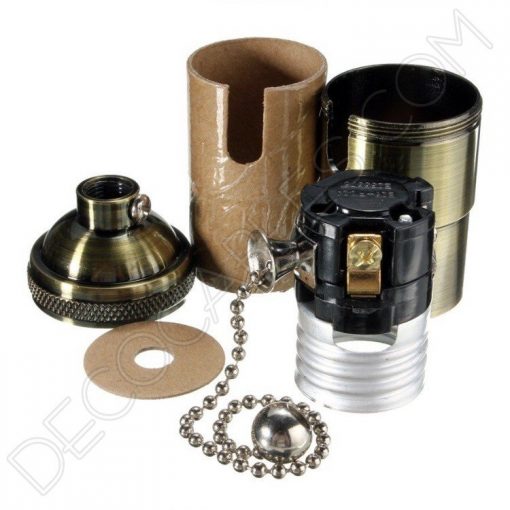 Portalámparas vintage metálico con cadena 13 Portalámparas vintage metálico con cadena color dorado