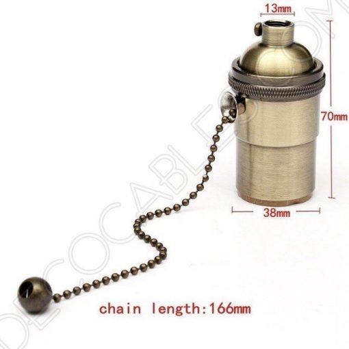 Portalámparas vintage metálico con cadena 12 Portalámparas vintage metálico con cadena color dorado