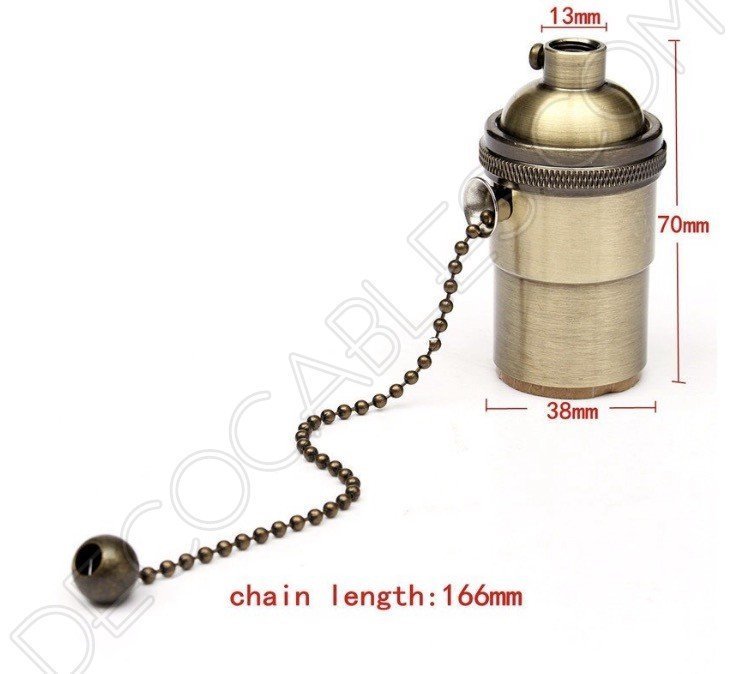 Portalámparas vintage metálico con cadena color dorado Portalámparas vintage metálico con cadena color dorado