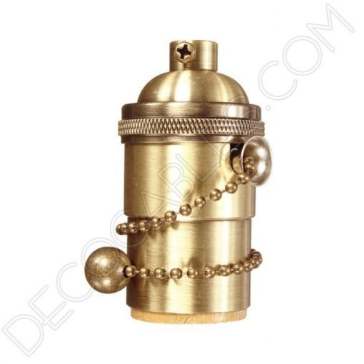 Portalámparas vintage metálico con cadena 2 Portalámparas vintage metálico con cadena color oro