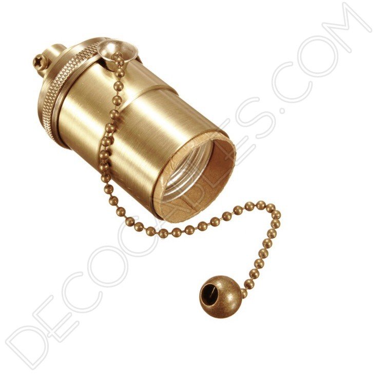 Portalámparas vintage metálico con cadena color oro Portalámparas vintage metálico con cadena color oro