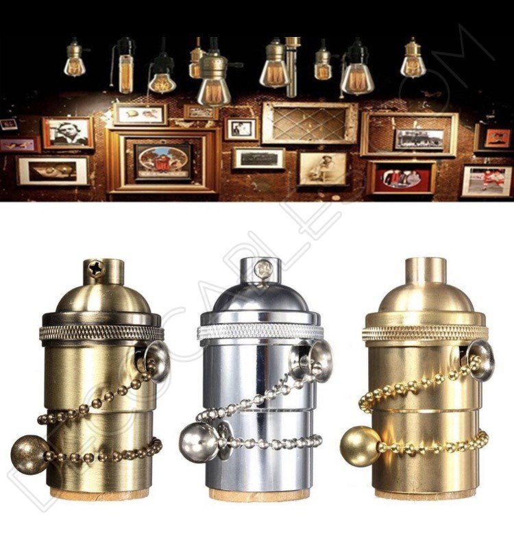 Portalámparas vintage metálico con cadena varios colores Portalámparas vintage metálico con cadena varios colores