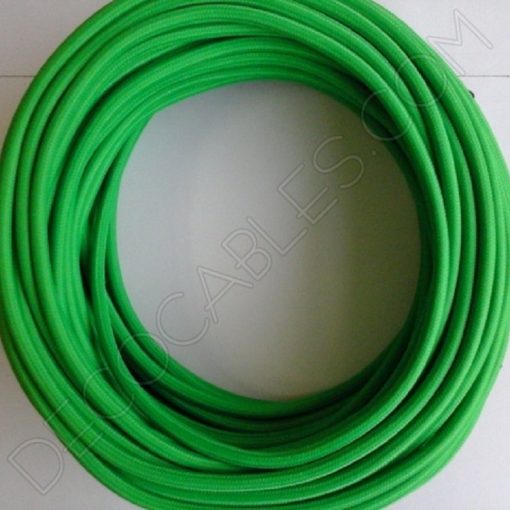 Cable eléctrico redondo de tela de color verde fosforescente
