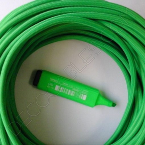 Cable eléctrico redondo de tela de color verde fosforescente