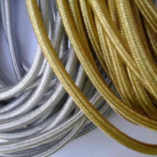 Cable eléctrico redondo metálico de colores plata y dorado