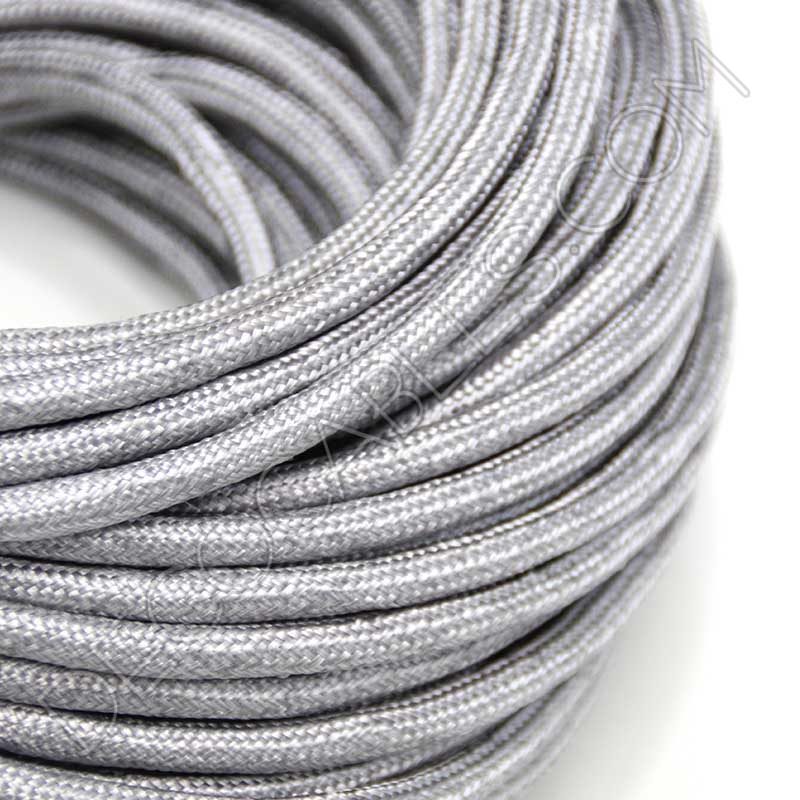Cable eléctrico redondo de tela de color gris Cable eléctrico redondo de tela de color gris