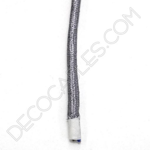 Cable textil eléctrico (Gris) 2 Cable eléctrico redondo de tela de color gris