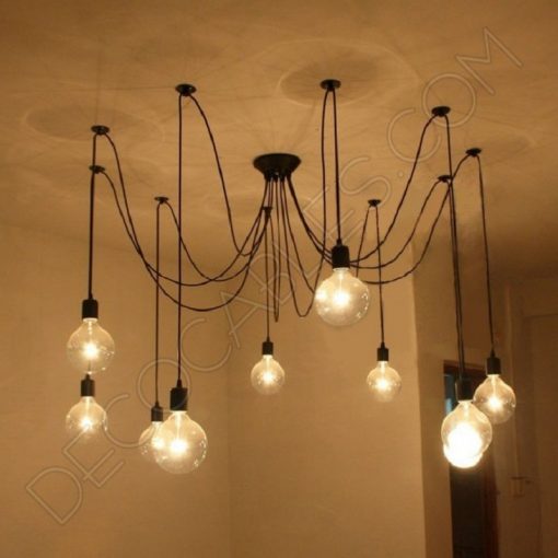 Lámpara araña de techo de color negra de 10 brazos