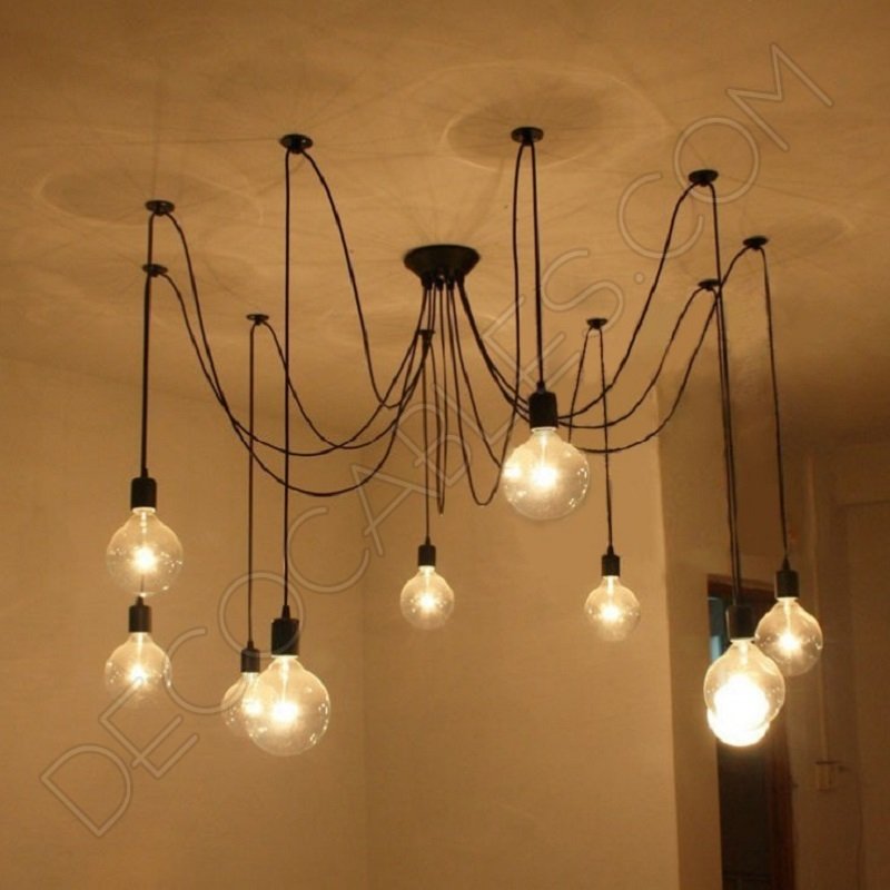 Lámpara araña de techo de color negra de 10 brazos Lámpara araña de techo de color negra de 10 brazos