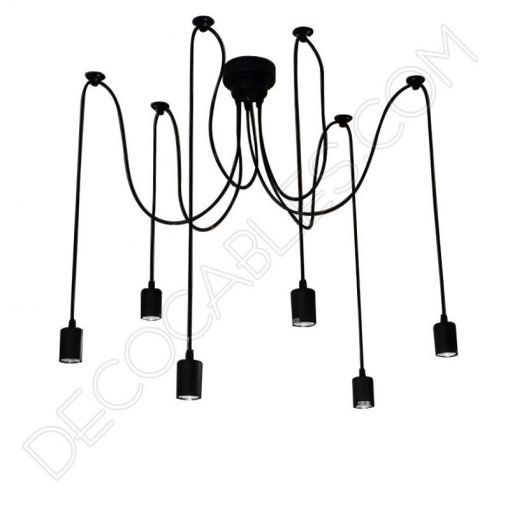 Lámpara araña de techo de color negra de 6 brazos
