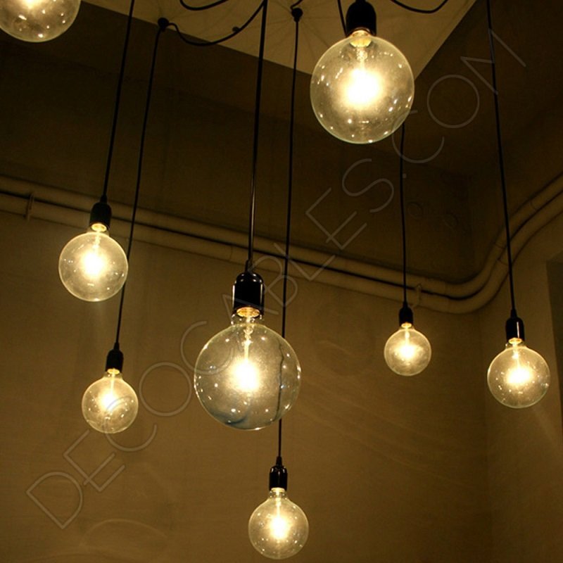 Lámpara araña de techo de color negra de 8 brazos Lámpara araña de techo de color negra de 8 brazos