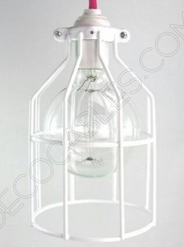 Jaula decorativa metálica para lámpara en color blanco Jaula decorativa metálica para lámpara en color blanco