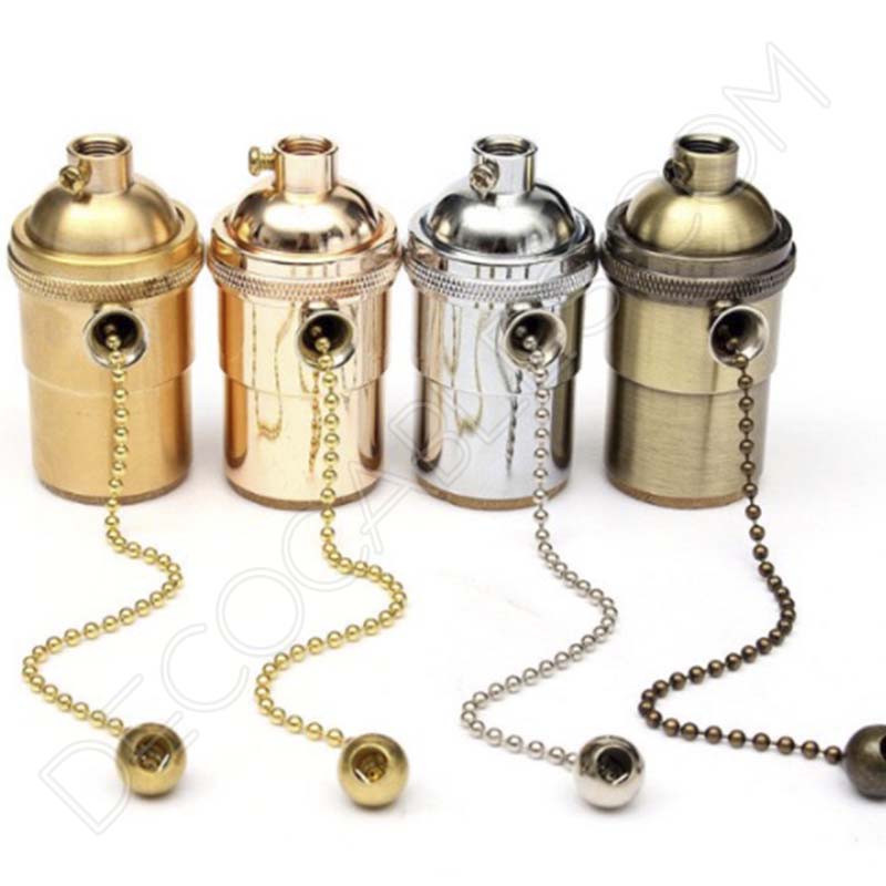 Portalámparas estilo vintage metálico con interruptor de cadena, varios colores Portalámparas estilo vintage metálico con interruptor de cadena, varios colores