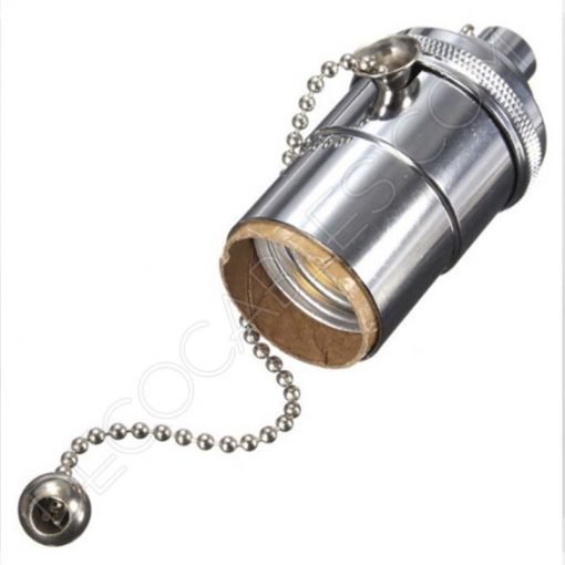 Portalámparas vintage metálico con cadena 9 Portalámparas estilo vintage metálico con interruptor de cadena color cromo