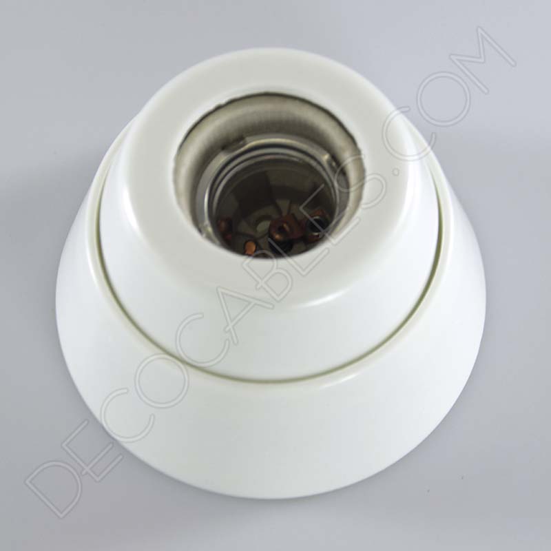 Portalámparas zócalo recto con interior de porcelana en blanco Portalámparas zócalo recto con interior de porcelana en blanco