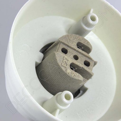 Portalámparas zócalo recto con interior de porcelana en blanco