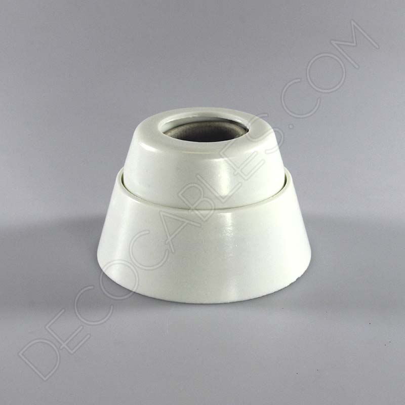 Portalámparas zócalo recto con interior de porcelana en blanco Portalámparas zócalo recto con interior de porcelana en blanco