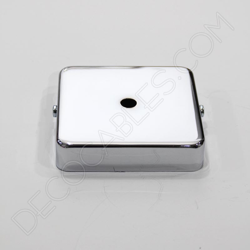Soporte florón de techo cuadrado para lámpara de 1 salida cromado Soporte florón de techo cuadrado para lámpara de 1 salida cromado