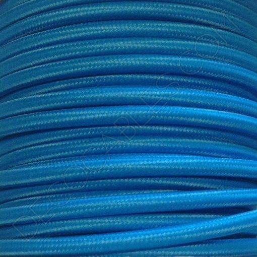 Cable eléctrico redondo de tela de color azul celeste