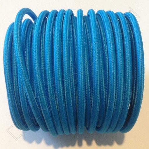 Cable eléctrico redondo de tela de color azul celeste