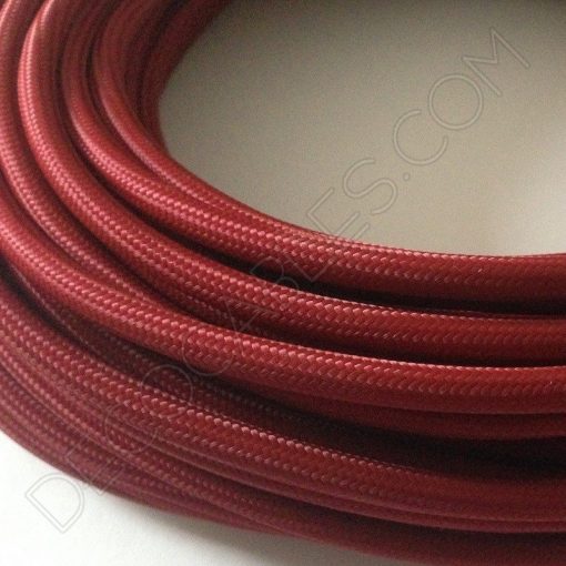 Cable eléctrico redondo de tela de color granate