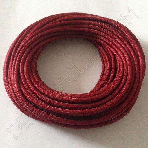 Cable eléctrico redondo de tela de color granate