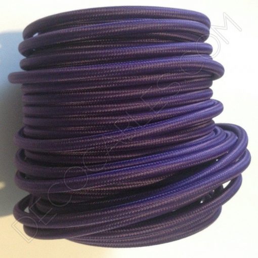 Cable textil eléctrico (Morado) 3 Cable eléctrico redondo de tela de color morado